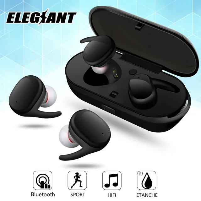 ▷ Chollazo Auriculares Elegiant Bluetooth 5.0 con micrófono dual TWS y  estuche de carga por sólo 10,99€ con cupón descuento (-48%)