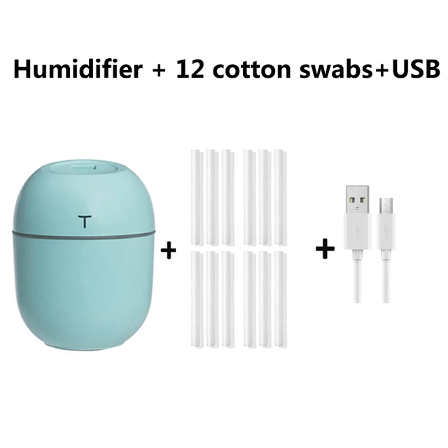 200ML Mini Ultrasonic Air Humidifier Romantic Light USB Essential Oil Diffuser Car Purifier Aroma Anion Mist Maker With LED Lamp green -12 PCS