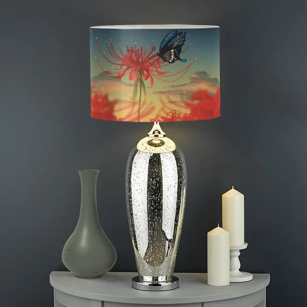 

Lampshade for Floor Lamp Manzhu Shahua Red Lycorisradiata and Butterfly Lamp Cover and Shades Bedside Lamp Lampshade Custom