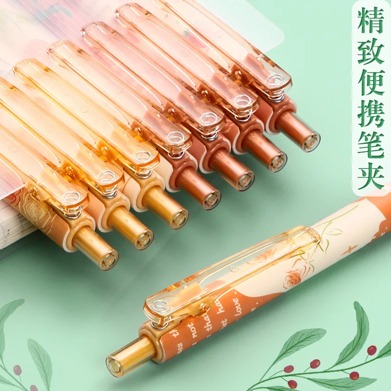 4 penne gel retrattili a forma di fiore, 0,5 mm, con inchiostro