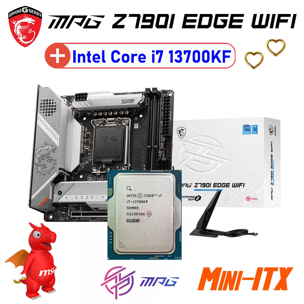 

MSI MPG Z790I EDGE WIFI Motherboard Desktop DDR5 Intel Z790 LGA1700 With Intel Core i7 13700KF CPU Combo PCIe 5.0 DDR5 Kit New