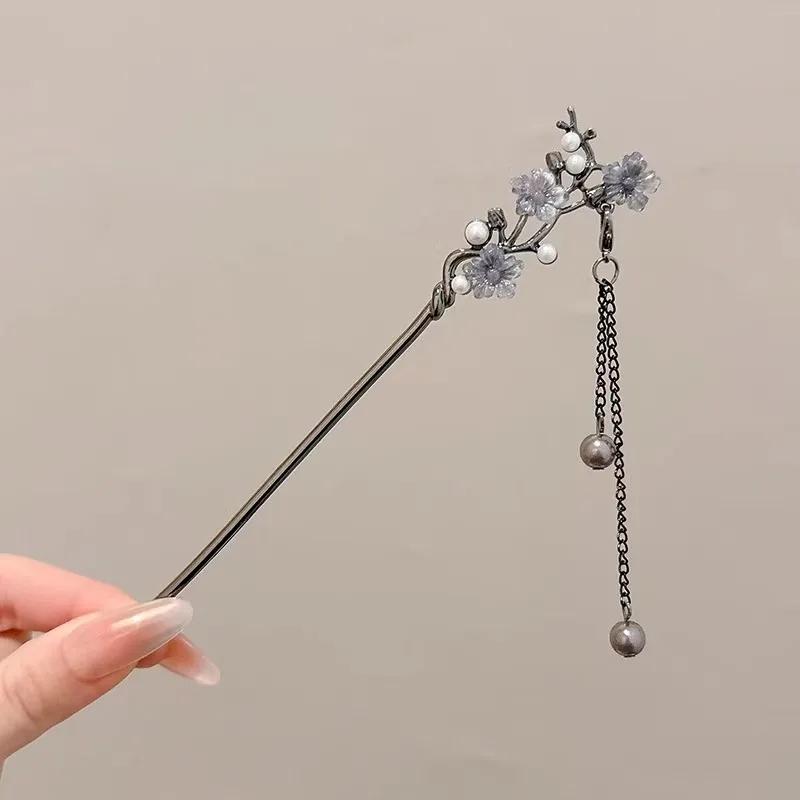 Kristall-Haarstab mit Blumen, Schmetterling & Quaste, Hanfu-Ornament, Haarnadel für traditionellen chinesischen Stil, Vintage-Hochzeit, Haaraccessoires – Detail 4