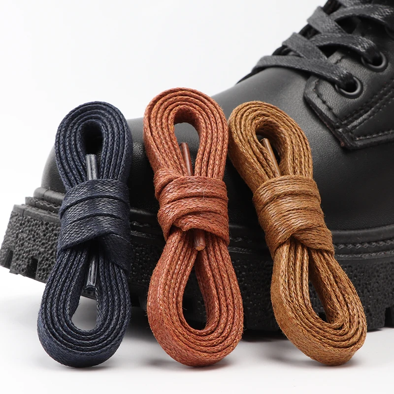 Cotton Waxed Shoelaces Flat Shoe laces Oxford Boots Laces for Shoes Waterproof Leather Shoelace