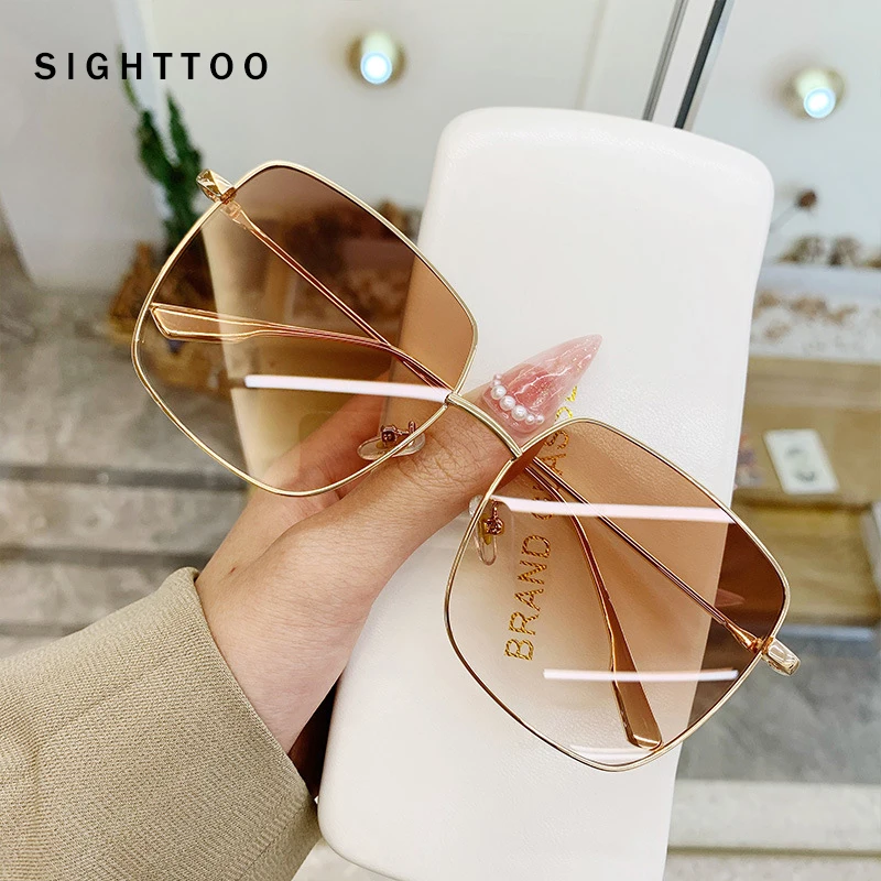 Sighttoo 2022 Solglasögon Kvinnor Kantlösa fyrkantiga Modeglasögon Dammode Personlighet Nyanser Gradient Glasögon UV400_voghion.com