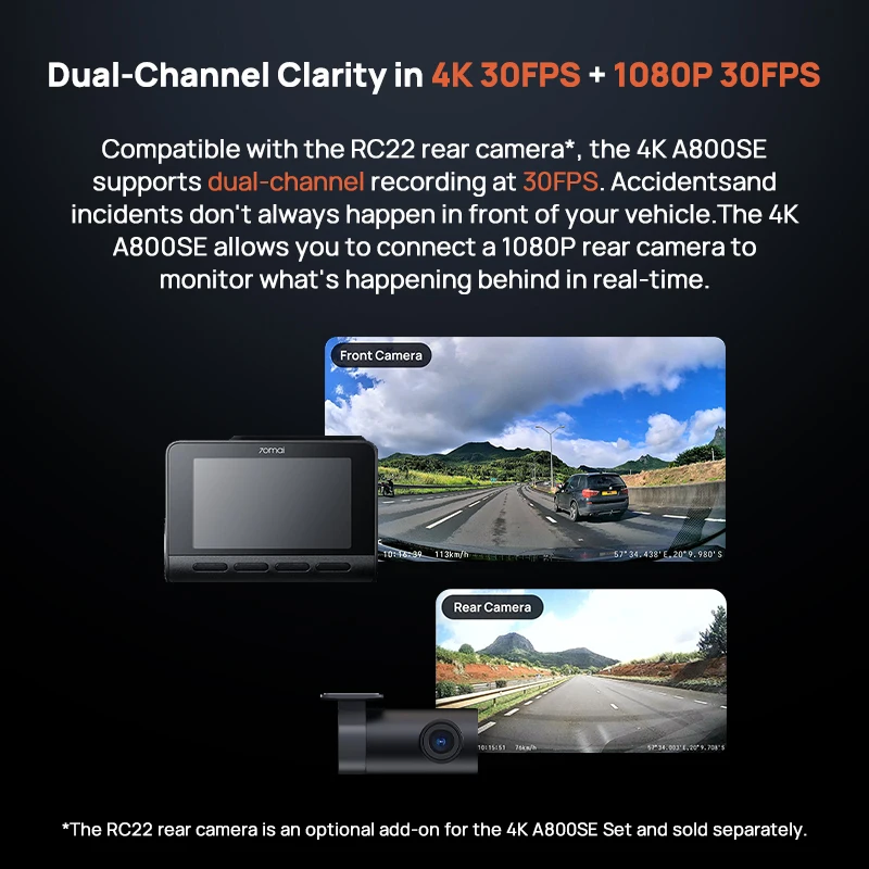 70mai 4K A800SE ダッシュカメラ 本体 楽天市場】【4K画素超強暗視+128GB SDカード付属】 70mai Dash