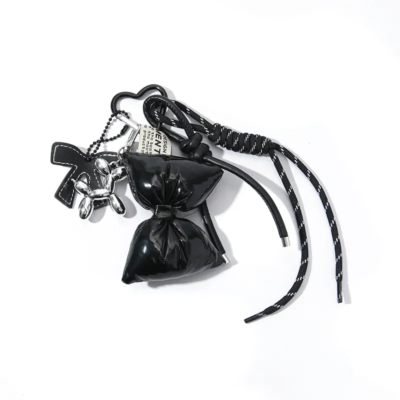 Sweet Quilted Leather Bow Keychain Organizer Cute Mini Bag Charm for Girls Sweet Korean Bow Key Holder with Pendant