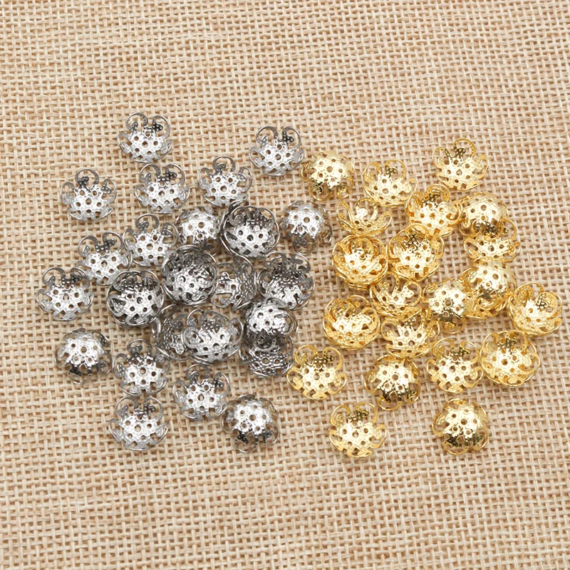 50 Stück Edelstahl Perlen Kappen Blumen form Spacer Perlen End kappen DIY Schmuck Herstellung Ergebnisse für Halsketten Armband Zubehör