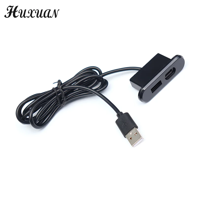 For Office Bedroom Table Recessed Sockets 1 USB-A And 1 Type-C Built In Desktop Hidden Power Outlet With 1.2M Extension Cord 2