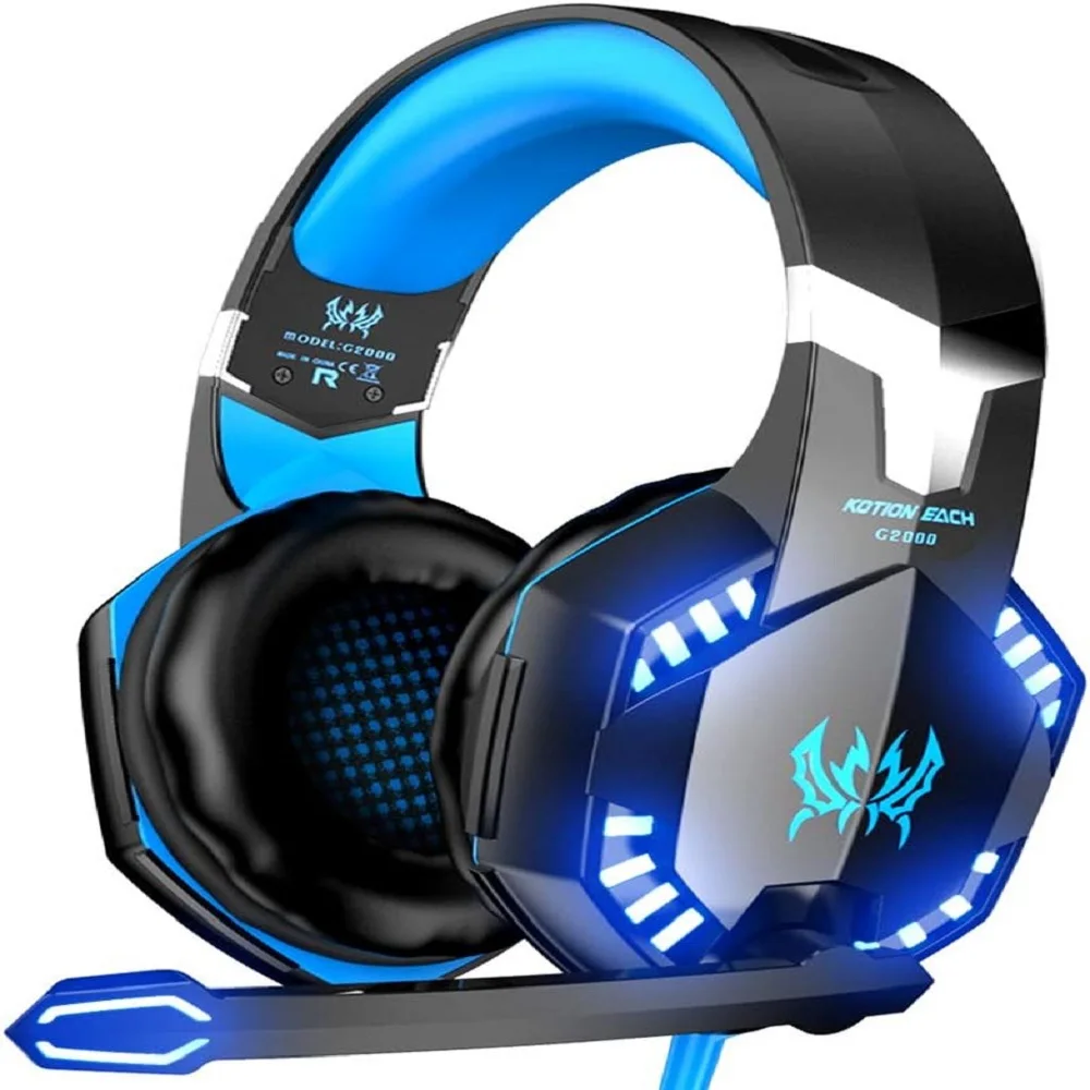Kotion Pro G2000 3.5Mm Gaming Headset with Rgb Led Lights, Noise Cancelling Mic, Over-Ear Comfort for Pc/ps5/xbox 2