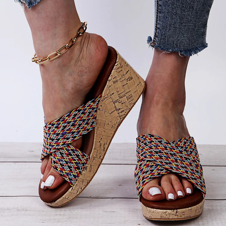 

Кожаные сандалии с открытым носком, удобные тапочки различных цветов, на плоской подошве, с тремя пересекающимися ремешками