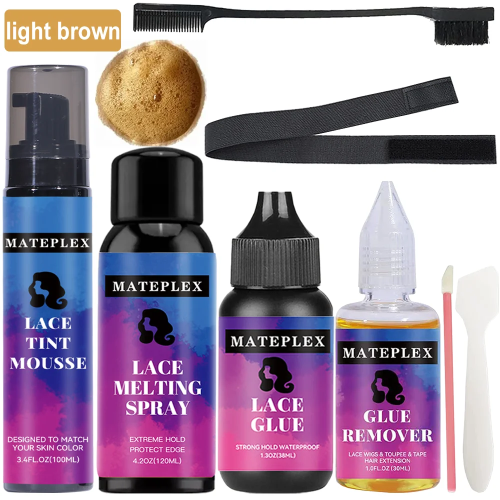 

Melting Spray for Lace Wig Temporary Hold Lace Tint Mousse Wig Glue Waterproof Extra Hold Adhesive Remover Quick Removel Brush