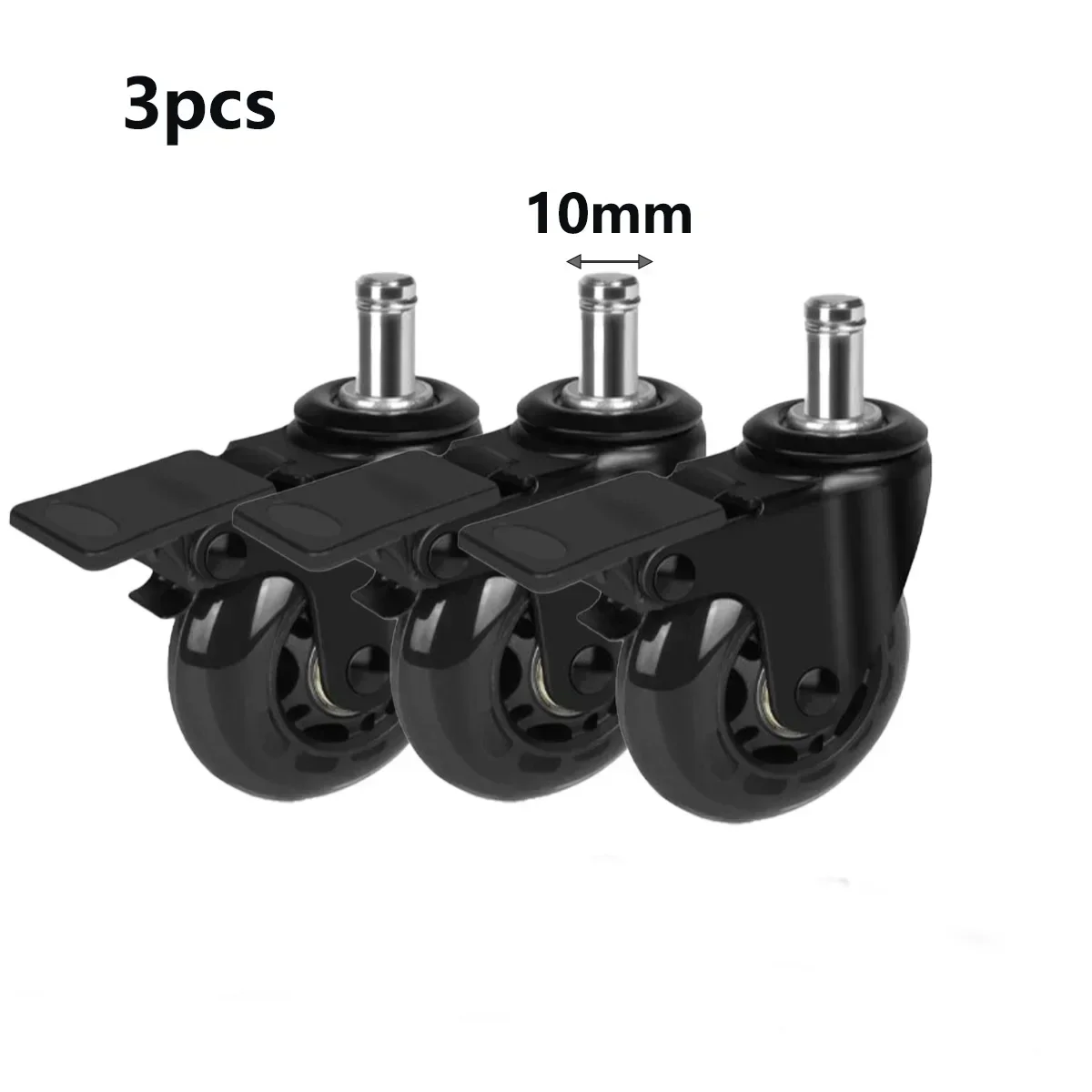 3/5 חבילת גלגלי כיסא משרדי, גלגלים כבדים באורך 3 אינץ', מתאימים לכל הרצפות, גודל בר סטנדרטי נפוץ, מתאימים ל-99%, עם בלמים