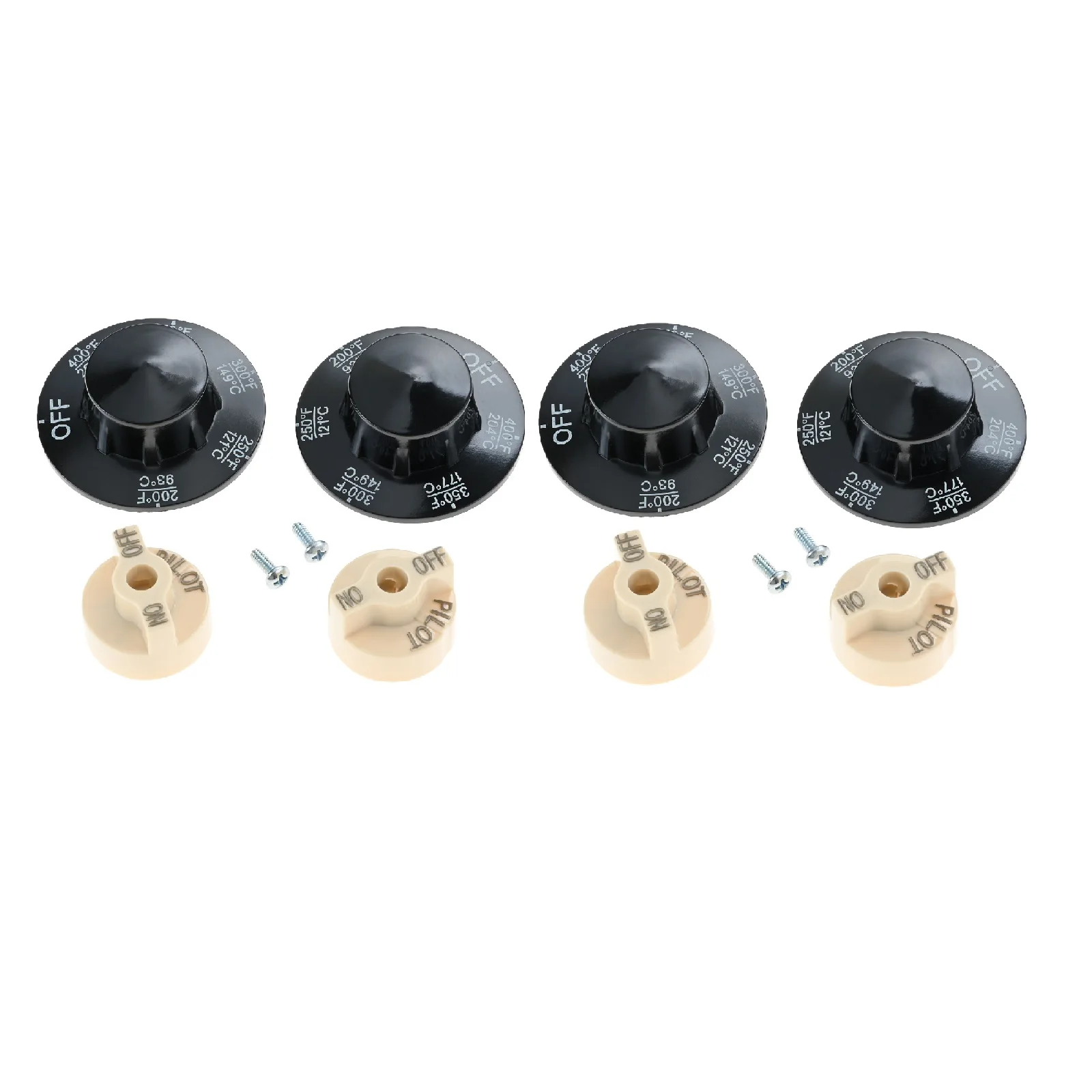 Beige Pilot Dial Knob 200-400&deg;F Thermostat Control Valve w/screw P6071267 1751-012 for Fryers Range Braising Pan Replace 4PCS