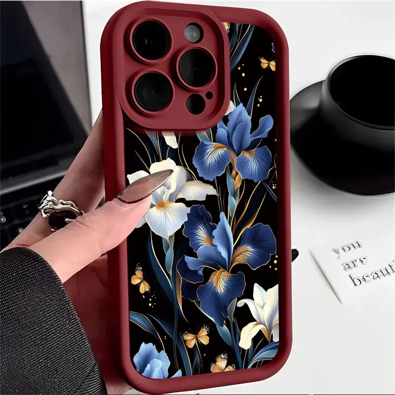 Vintage Floral Shockproof Silicone Phone Case - Soft Protective Cover