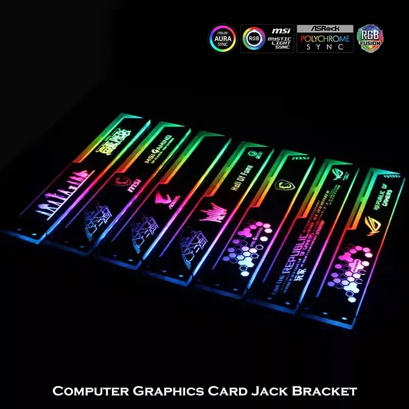 Placa Gráfica de Computador Jack Bracket Suporte Argb 5v Sync Phantom Gpu Holder de Montagem Horizontal Marcas fé Preto e Branco - Imagem 4