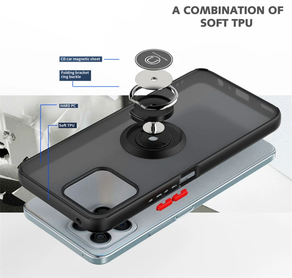 Durable Armor Case with Magnetic Ring Stand and Matte Finish