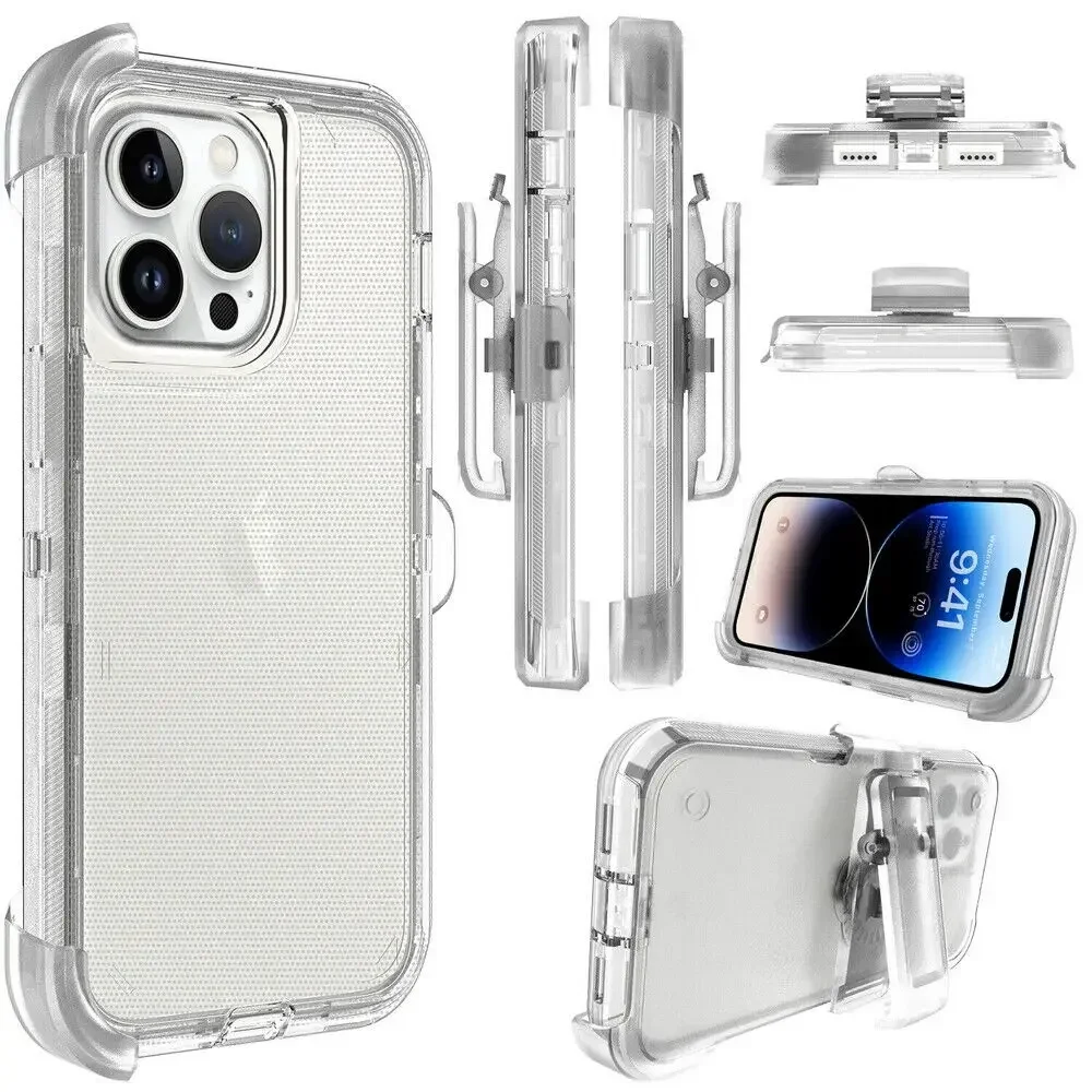 Heavy Duty 3-in-1 Military Grade Protective Case with Belt Clip & Shockproof Design