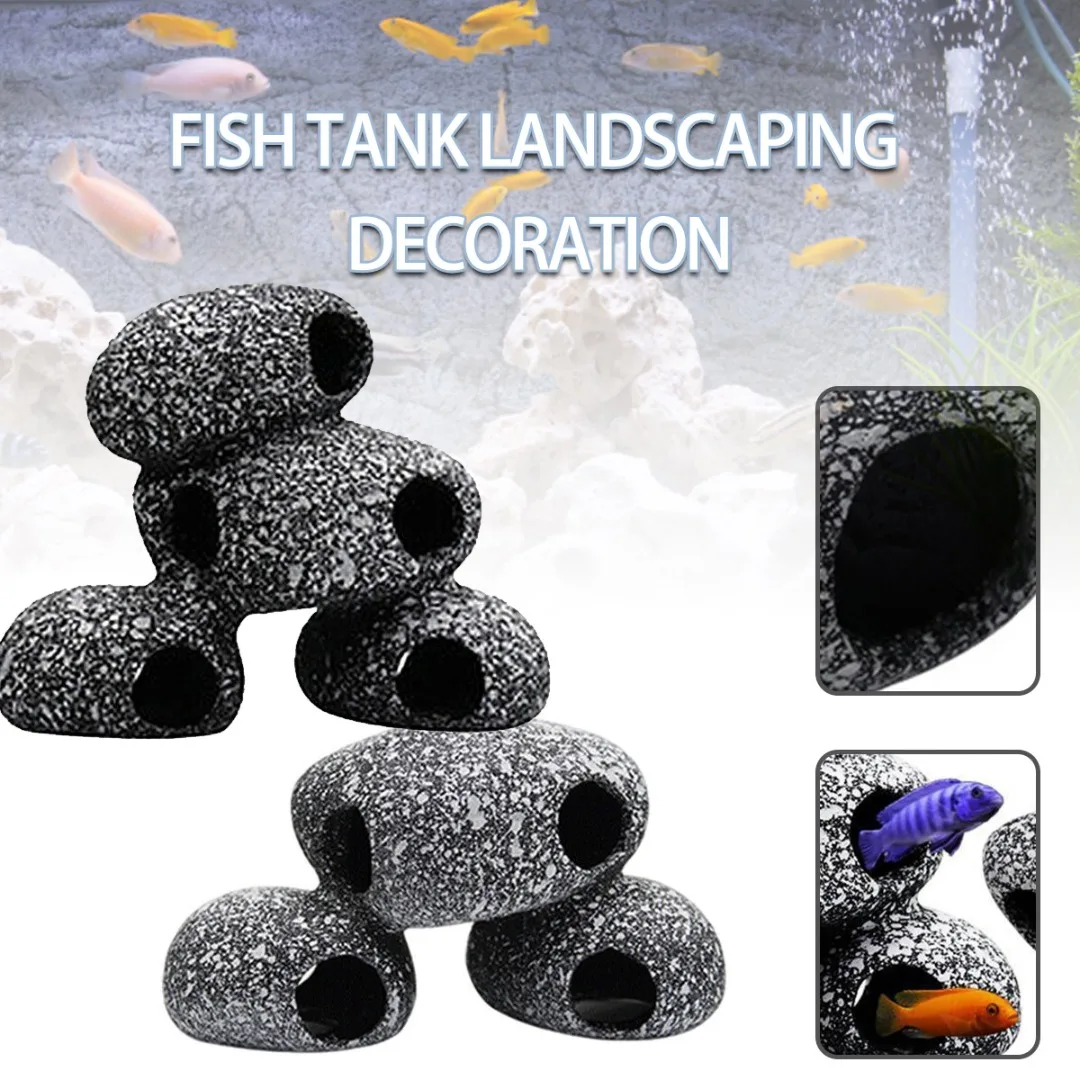 

1 Pc New Aquarium Rock Cave Fish Tank Pond Hideaway Shrimp Breeding Spawning Hideout Decor Ceramics Fish Tank Stone Ornament