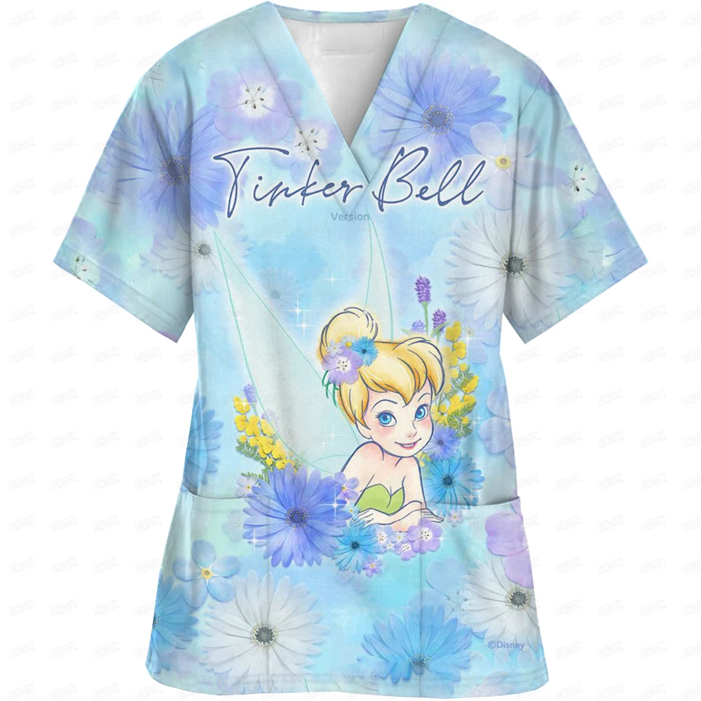 Women's Nursing Clothing High-quality Disney Print Top Accessories Doctors Medical Uniform Hospital Nurse Beauty Salon Scrubs 6