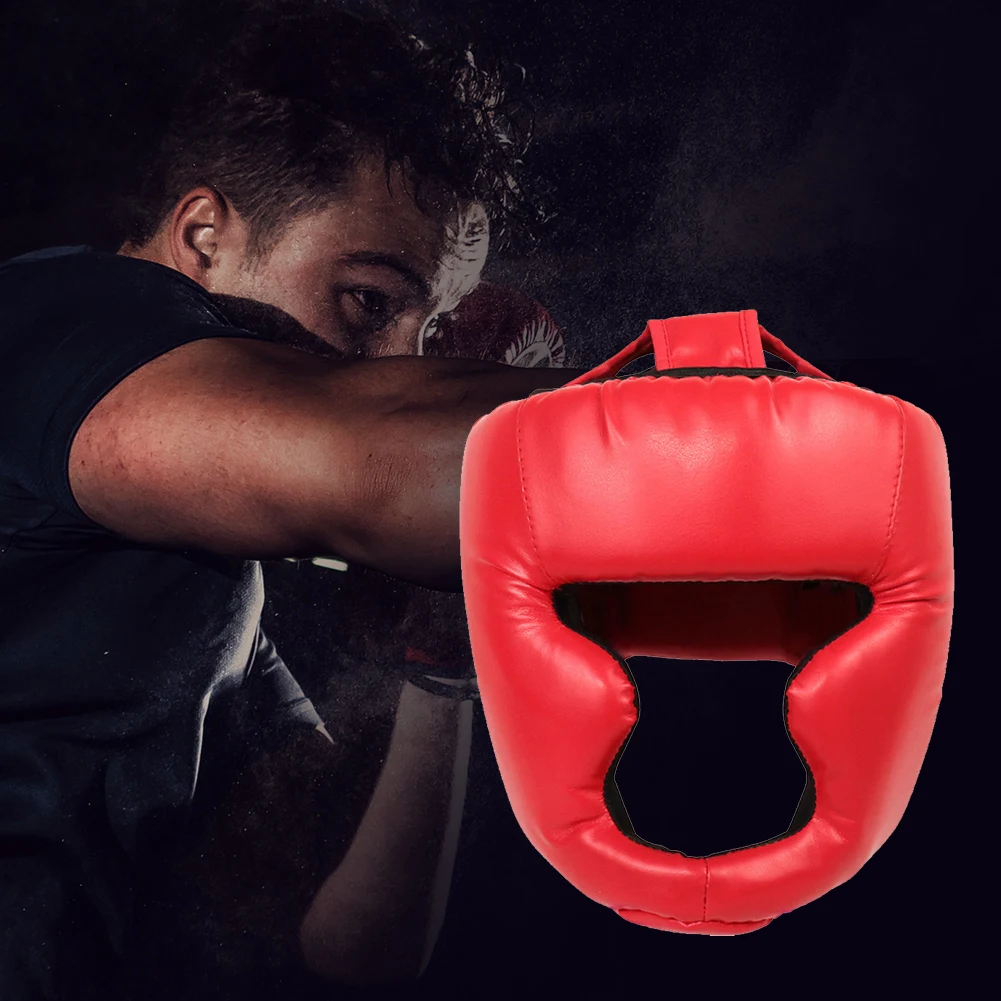 Full-Covered Thickened Boxing Headgear PU Leather Karate Muay Thai Training Head Protector Boxing Protective Gear for Adult Kids 4