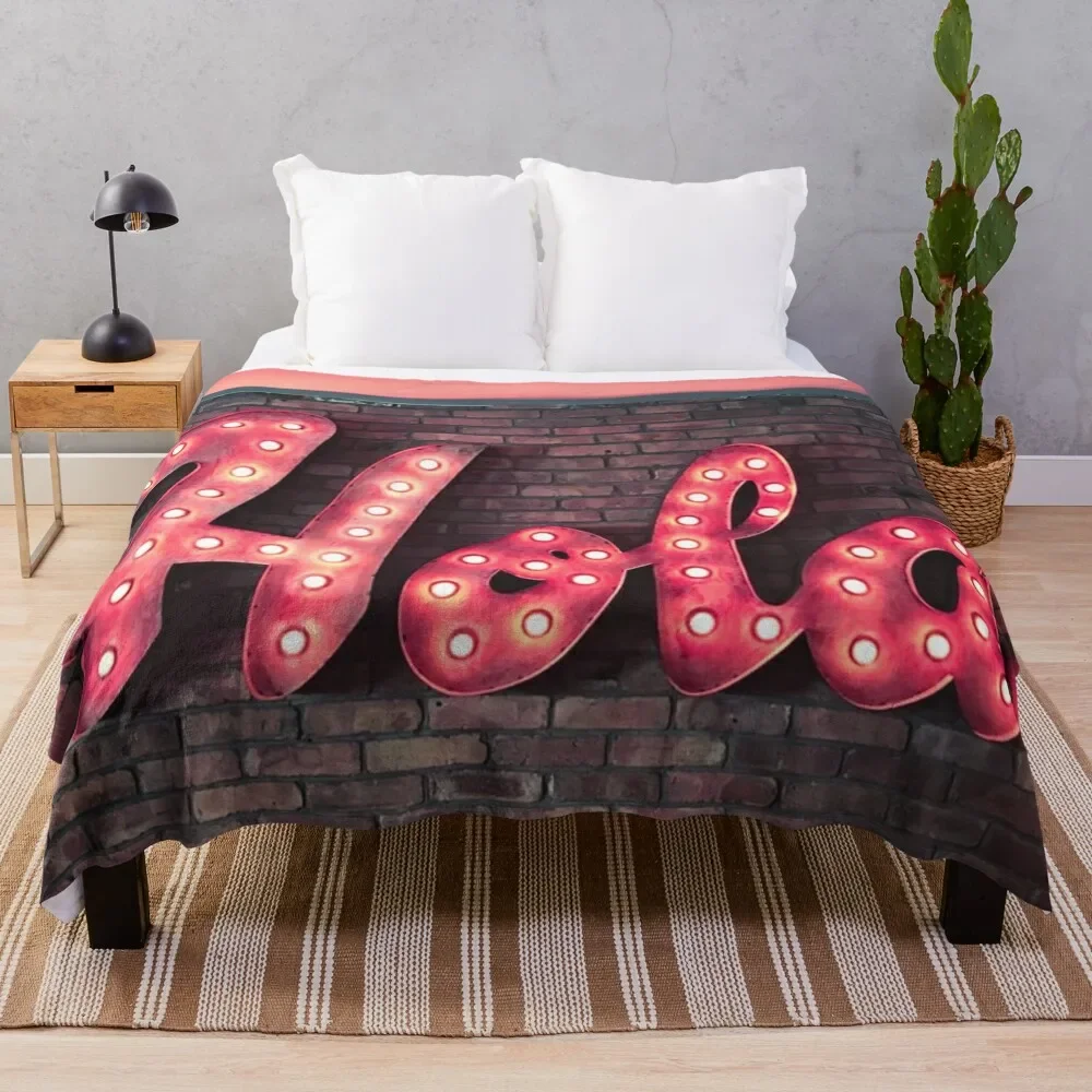 

Hola Spanish Hello Neon Sign Throw Blanket Summer Beddings Retros Decorative Beds Blankets