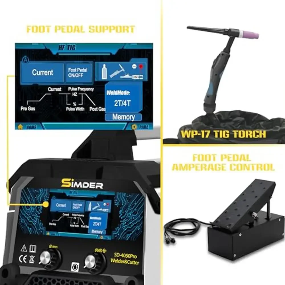 Aluminum MIG Welder Pulse TIG Stick Plasma Cutter 200A Welding Machine SD4050Pro 10in1 Welder Advanced Techniques Smart Memory 4
