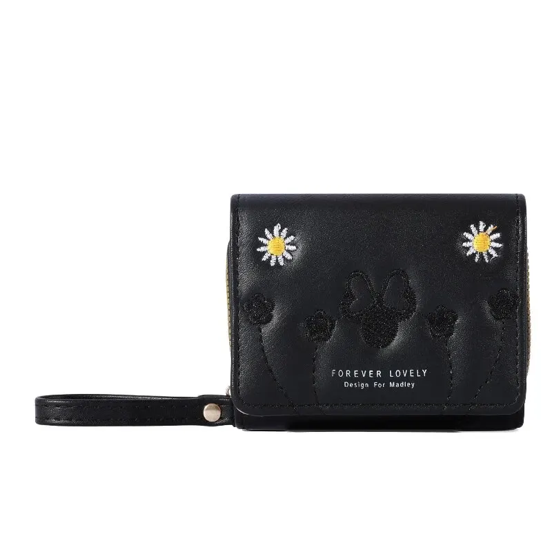 Men's Fashion Embroidered Love Trifold Wallet with Multi Card Slots