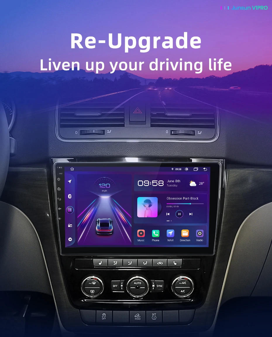 Junsun V1 AI Stimme Drahtlose CarPlay Android Auto Radio für SKODA Yeti 5L 2009-2014 4G Auto Multimedia GPS 2din autoradio – Detail 1