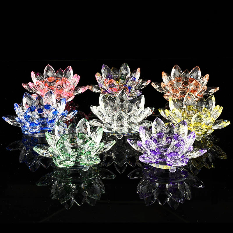 Quartz Crystal Lotus Flower Crafts Glass Paperweight Fengshui Ornaments Figurines Home Wedding Party Decor Gifts Souvenir 60mm