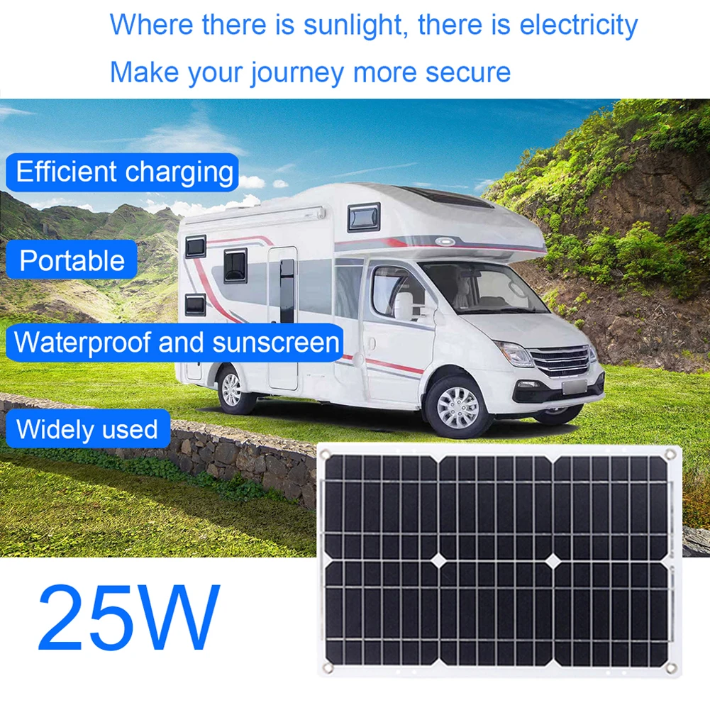 4000W 12V에서 110V/220V로 변환하는 태양광 인버터, 50A 충전 컨트롤러 및 25W 패널 태양광 패널 시스템 태양광 발전기 (RV 캠핑카용)