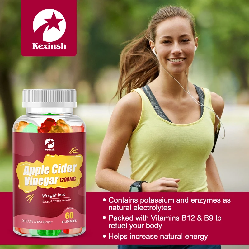 Apple Cider Vinegar Gummy 60 Count Weight Loss Slimming Gummies Detox Sober Up Fat Burner Kexinsh