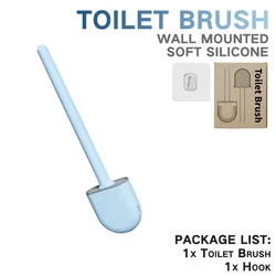 Silicone Toilet Brush with Wall Mounted Holder - Modern Bathroom Cleaning Set (03)