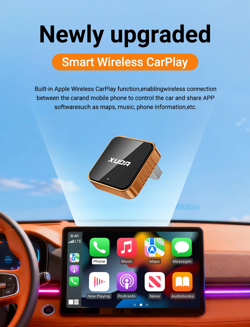 Neuer kabelloser CarPlay Android Auto Adapter USB-Dongle Smart Mini Box Plug-and-Play Universal für VW Toyota Nissan Honda Ford Benz – Detail 1