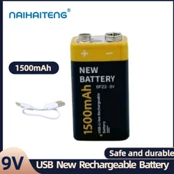 9V 6F22 1500mAh USB Rechargeable Li-ion Battery Pack Type-C Port For Microphone Multimeter Toy Remote Control Instrument meter