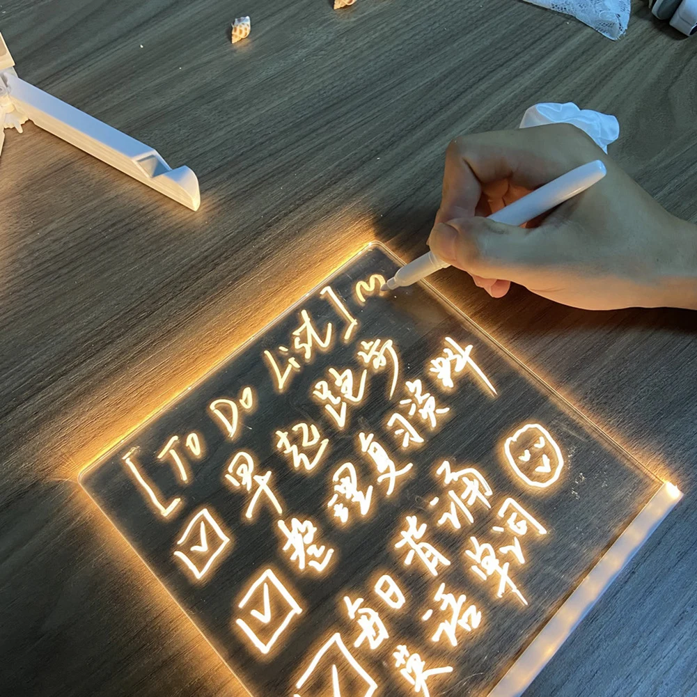 Personalized LED Lamp Acrylic Message Note Board Erasable USB Children&lsquo;s Drawing Board Bedroom Night Light Birthday Kids Gift