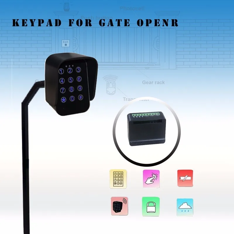Wireless Touch Panel Keypad for Gate Openers - Two-Channel, Waterproof Design