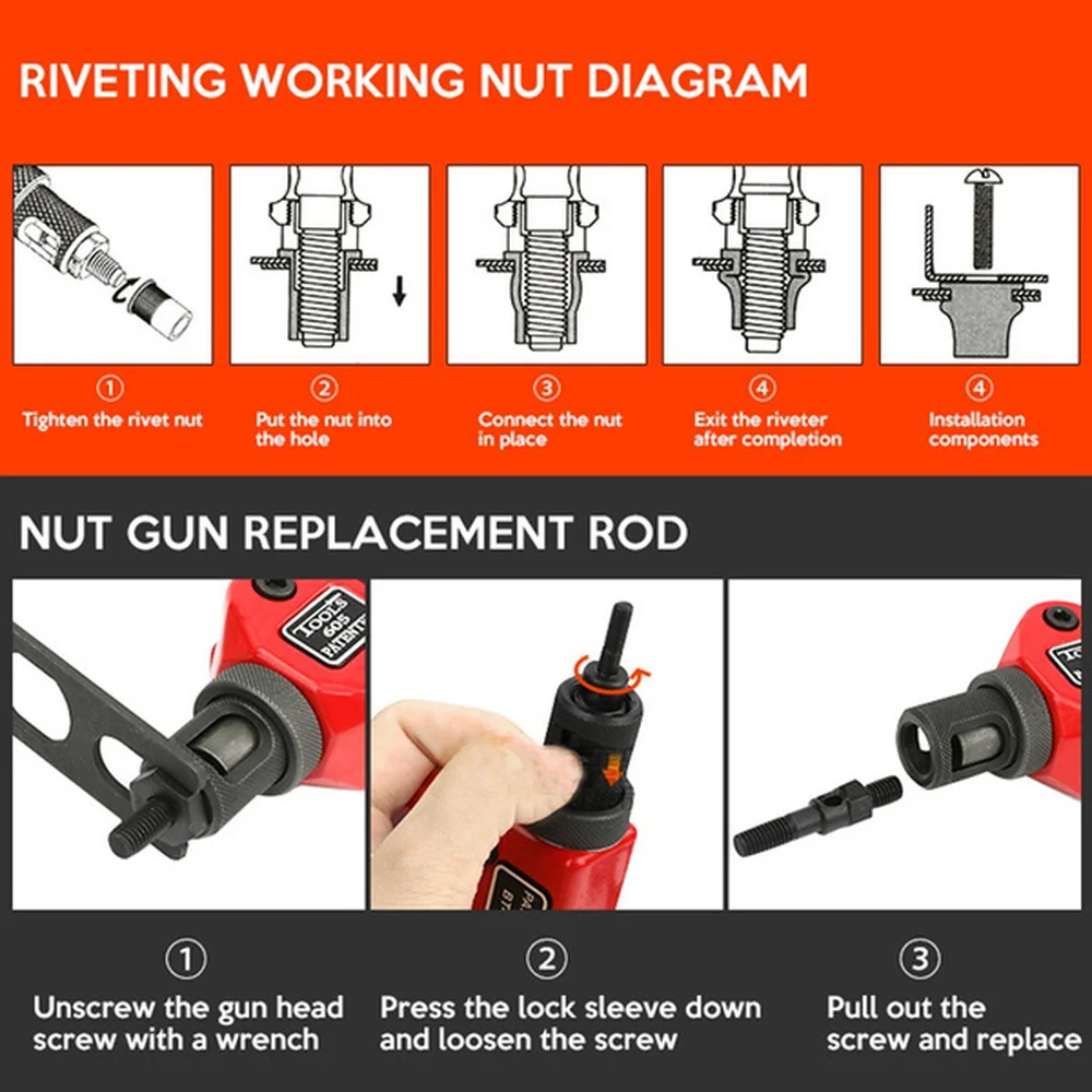 cabeca chata riveting nut set com mao 01