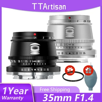 TTArtisan 후지 X 파나소닉 올림푸스 M4/3 라이카 L 마운트, 소니 E 니콘 Z Zfc ZF 캐논 M 카메라 렌즈용, 35mm F1.4 APS-C MF 렌즈