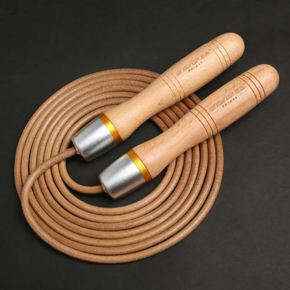 Adjustable Jump Rope Universal Metal Bearing Wooden Handle Adult Faux Leather Jump jump rope