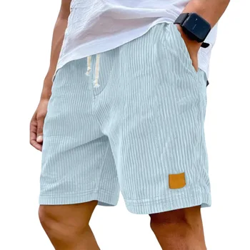 Vintage Cargo Shorts Men's Summer Trendy Retro Corduroy Short Pants Men's Casual Solid Color Shorts Sports Breathable Sweatpants 1