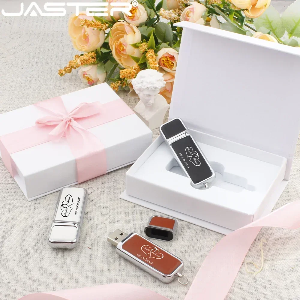 Jaster-usb 2.0 Flash Drives de Couro Marrom Logotipo Empresarial Pen Drive Fashion u Disk Cor Livre 128gb 64gb 32gb 64gb - Imagem 5