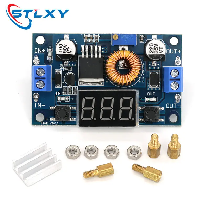 XL4015 5A 가변 전원 CC/CV 스텝다운 충전 모듈 LED 드라이버 전압계 전류계 정전류 정전압