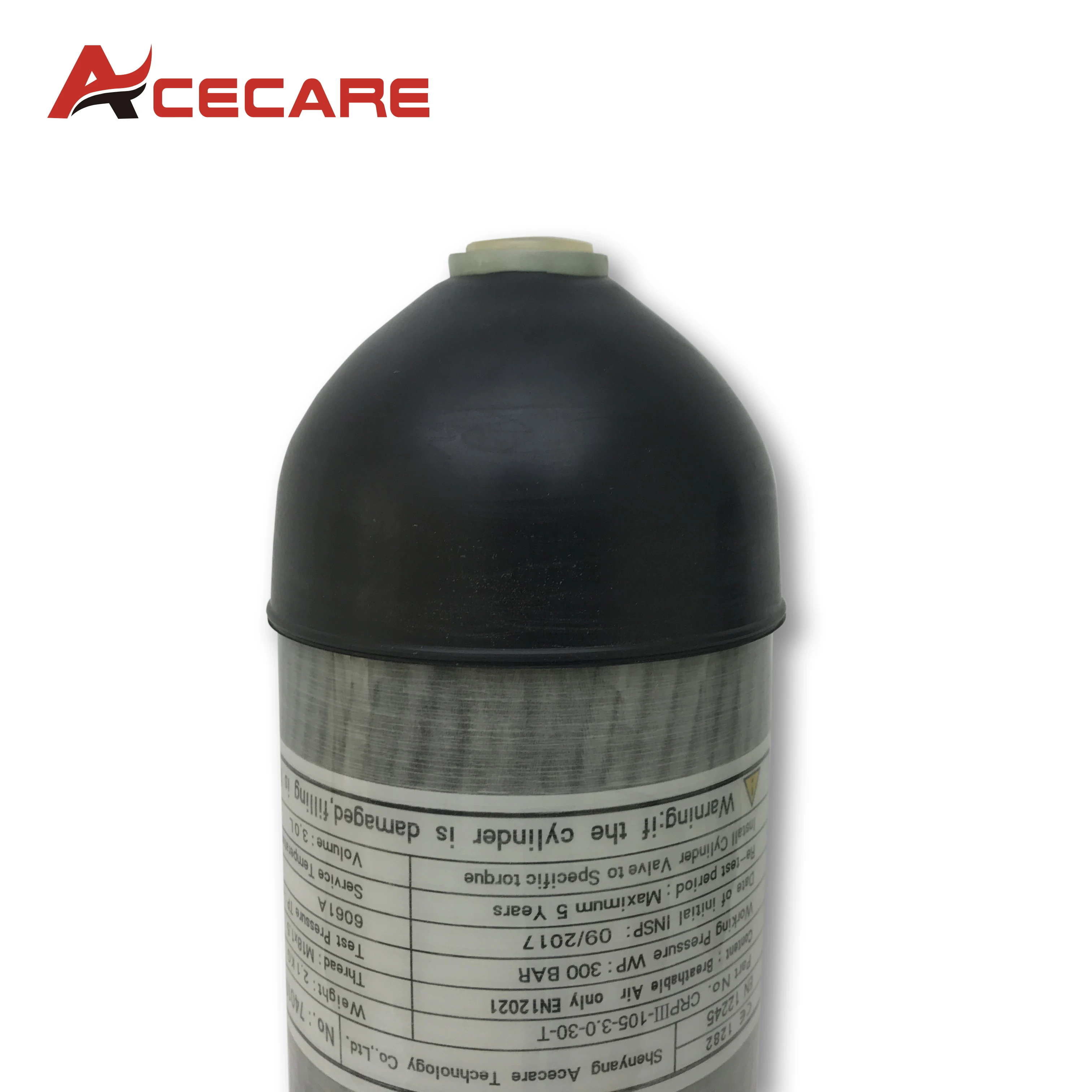 ACECARE High Pressure Compressed Air Tank 3L CE 4500Psi 300Bar Rubber Protection Boots