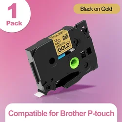 Compact Label Printer Pro - Versatile Label Maker for School and Office Organization (12mm Black on Gold)