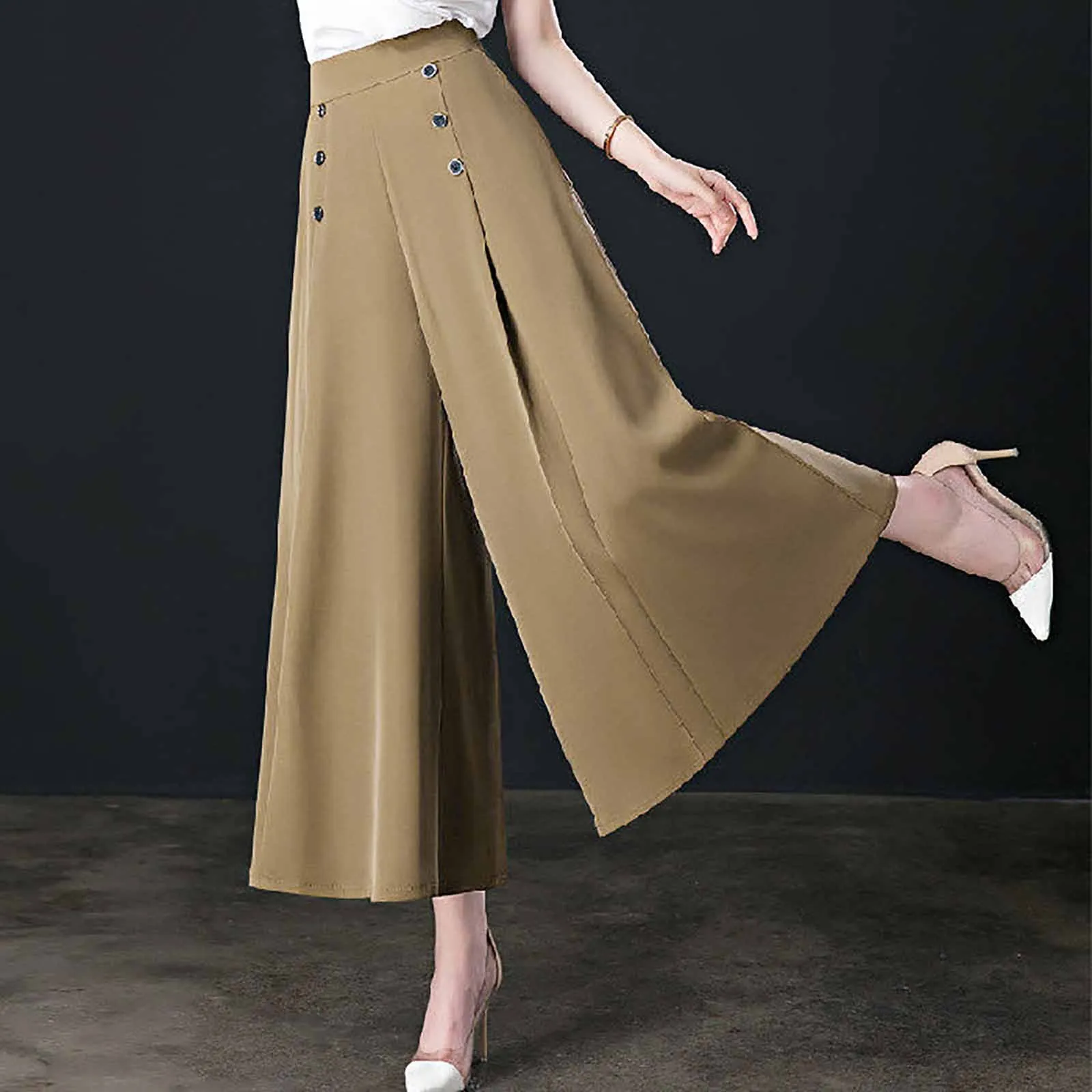 

Wide Leg Pants Office Lady Fashion Oversized Pants Spring Summer New Koreon Women Elastic High Waist Big Size Casual Trousers
