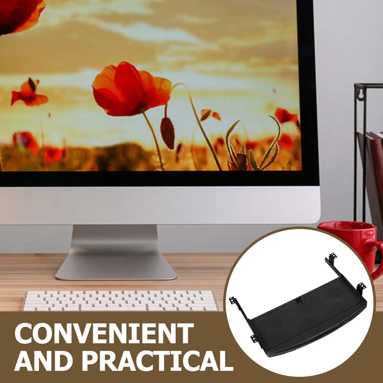 키보드 수납 트레이 서랍형 플라스틱 메탈 책상 아래 슬라이드 아웃 키보드 정리함 사무실 책상 수납 트레이