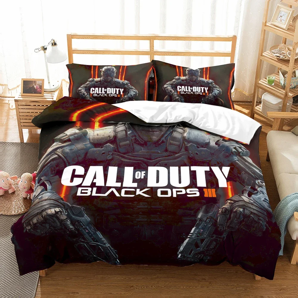 Call of duty WW II bedding set Black Ops Duvet cover set Modern Warframe Comforter cover set US King Queen Size for Adults Linen