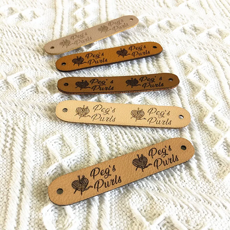 30pcs Handmade labels for clothes Leather knitting tags personalized text  logo Floding label for crochet craft items with rivets - AliExpress