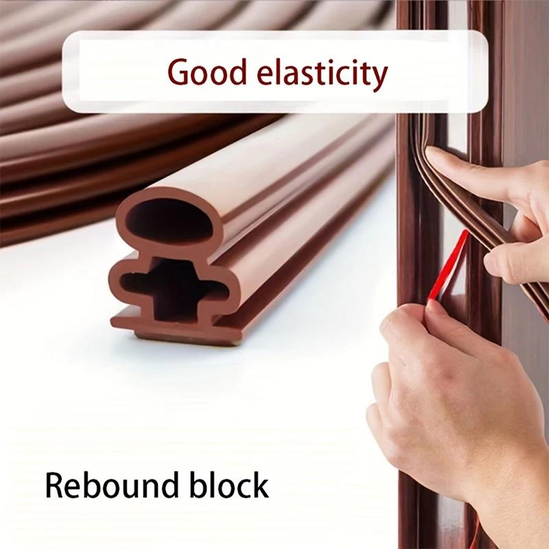 1 Pack 6 Meters Self Adhesive Silicone Seal Strip for Entry Door Windproof and Soundproof Door Gap Filling Material Coffee