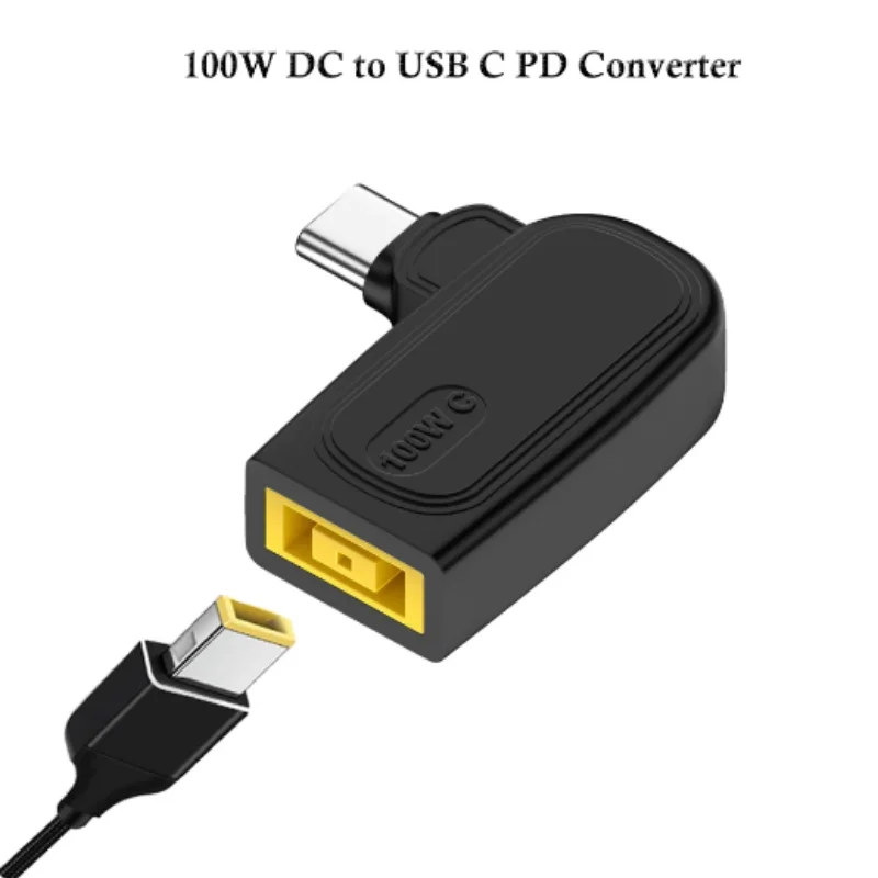 Laptop Charger Plug Adapter Power Plug Connector Power Cable Power Cord 100W DC Square Plug for Lenovo to USB C PD Power Adapter Converter Type C for MacBook